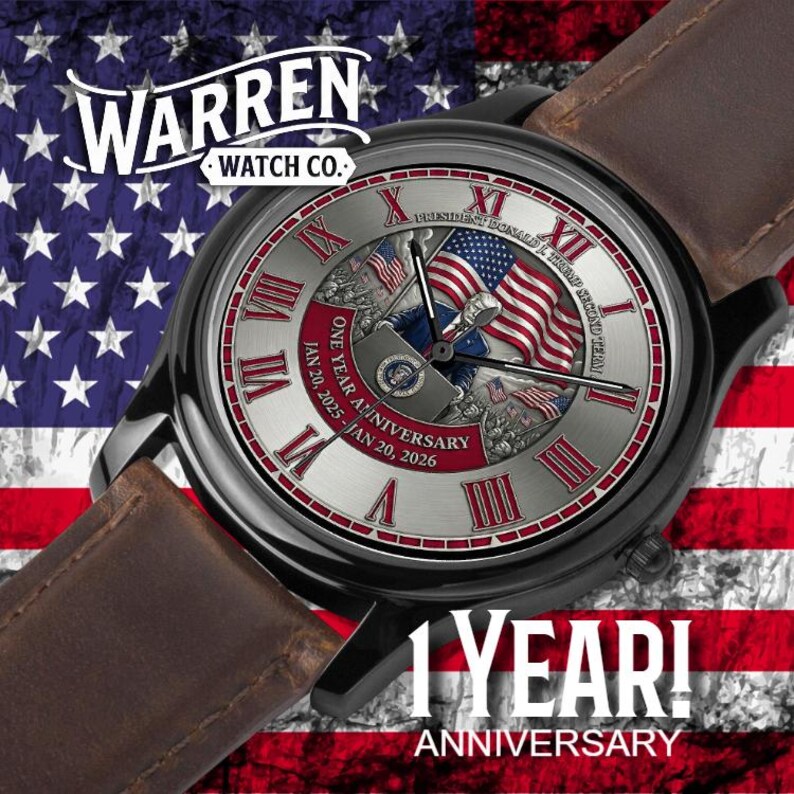 President Trump 2025-2026 Anniversary Watch | Unisex Quartz Watch with Genuine Leather Band image 3
