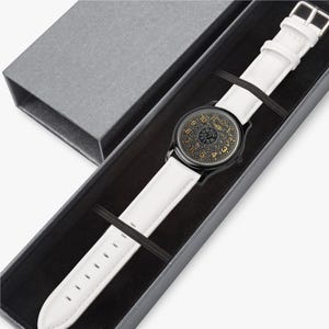 Bell Systems Manhole Cover Black Stainless Steel Watch with 3 Genuine Leather Bands - Japanese Movement image 5