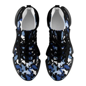 Everyday Kamo Deep Blue Shark Kamo Performance Sneakers | Men's Stylish Athletic Shoes | Comfort Fit Flying-Weave Design image 7