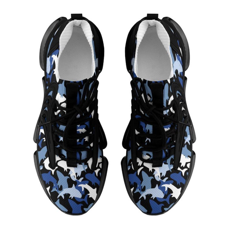 Everyday Kamo Deep Blue Shark Kamo Performance Sneakers | Men's Stylish Athletic Shoes | Comfort Fit Flying-Weave Design image 7