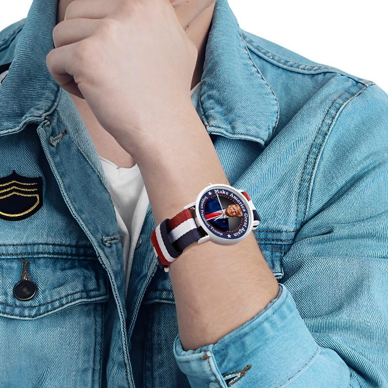 Reloj de pulsera MAGA Trump / Correa patriótica roja, blanca y azul imagen 7