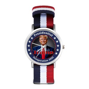 Reloj de la Inauguración de Trump en 2025: Correa trenzada patriótica en rojo, blanco y azul imagen 5