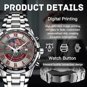 Zegarek z okazji rocznicy prezydentury Donalda Trumpa: chronograf z okazji drugiej rocznicy kadencji Donalda Trumpa z motywem flagi USA zdjęcie 7