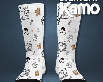Dog & Cat Doodle Socks | Cozy Pet Lover Gift | Polyester Comfort Fit