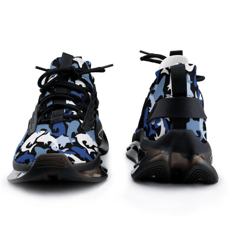 Everyday Kamo Deep Blue Shark Kamo Performance Sneakers | Men's Stylish Athletic Shoes | Comfort Fit Flying-Weave Design image 4