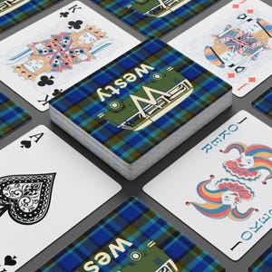 Westy - Westfalia Green VW Microbus, Van life modello blu, Poker Playing Cards Tee, Retro Vintage Camper playing cards, regalo per gli amanti dei viaggi