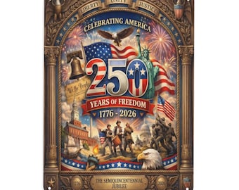 America Jubilee 250th Anniversary Tin Wall Sign