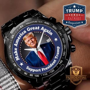 Machen Sie Amerika wieder großartig Donald Trump "Herren-Metalluhr ""Stütze Präsident Trump"" - Perfekte Alltagskleidung."