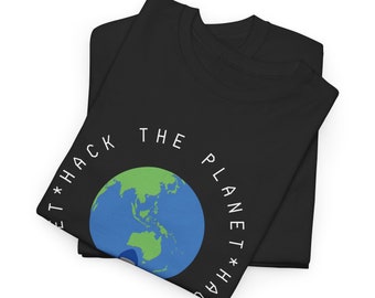 Hack the Planet! Unisex Heavy Cotton Tee, red team, blue team, cyber gift, gift for geek, gift for IT nerd, hacker gift, australia