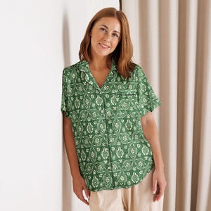 Women’s Short Sleeve Pajama Top, Nightwear Sleepshirt