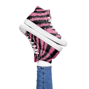 Women’s high top canvas shoes, Pink Sneakers, Designer Sneakers, Animal Lover, Gift for her