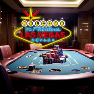 Enseigne Bienvenue à Las Vegas néon, art mural personnalisé de décoration de fête de casino, lumière LED du Nevada fabuleuse, enseigne de salle de jeu de bar de casino