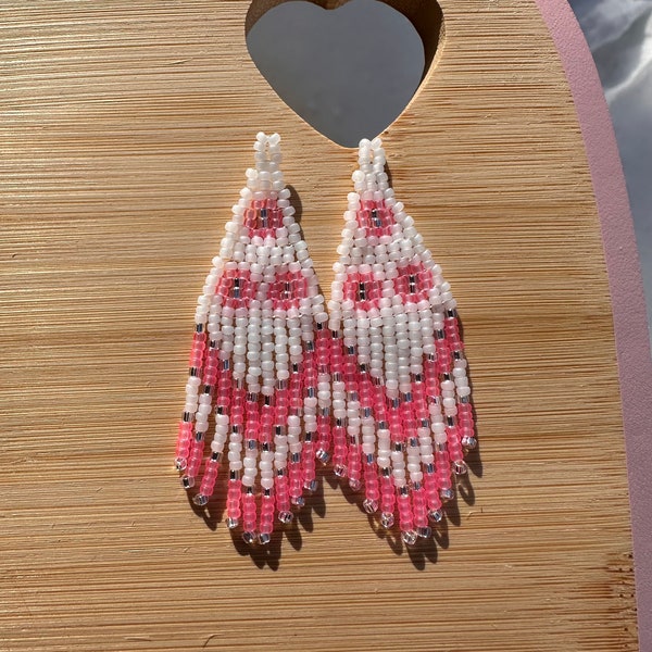 Floral Seed Bead Finge Earrings