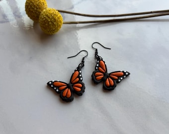 Monarch Butterfly Clay Earrings