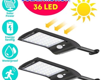 2pcs - 36 LED Solar Lamp Auto On Off Waterproof Outdoor Garden Gate Wall Security Lawn Light [Night Sensor]