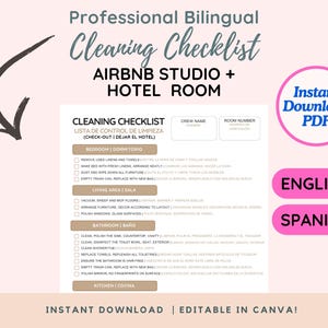 Spanish Housekeeping Cleaning Checklist | Bilingual Hotel Room List for Cleaners | Printable Canva Sheet
