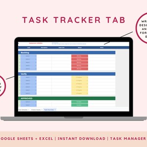 Project Planner Task Tracker | Custom Project Manager Excel Google ...
