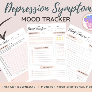 Depression Therapy Worksheet | Mood Tracker & Sleep Symptom Tracker