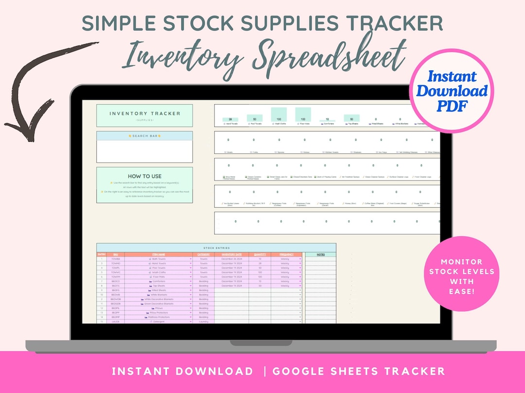 Simple Inventory Spreadsheet | Supplies Tracker Small Business ...