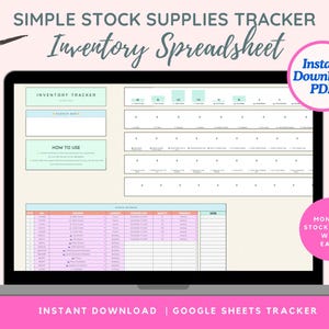 Simple Inventory Spreadsheet | Supplies Tracker Small Business | Digital Inventory Log