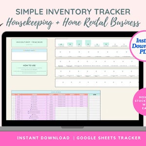 Simple Housekeeping Inventory Tracker Spreadsheet | Digital Supplies Tracker Airbnb VRBO Hotel Rental