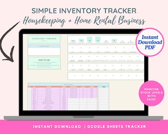 Simple Housekeeping Inventory Tracker Spreadsheet | Digital Supplies Tracker Airbnb VRBO Hotel Rental
