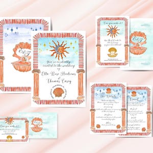 Whimsical Watercolor Italian Coastal Wedding Suite | Hand-Drawn Nautical Invitation Set