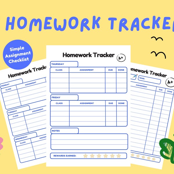 Homework Planner Printable - Etsy