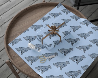 Golden Retriever Wrapping Paper Blue Toile Dog Gift Wrap for Special Gift Dog Lover Giftwrap Preppy Stuff New Dog Gift Dog Mom Mama Breeder