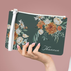 Bolso de mano verde personalizado, regalo de dama de honor personalizado, bolso vintage, bolso de mano floral, regalo para ella, bolso de mano nupcial, linda cartera de muñeca