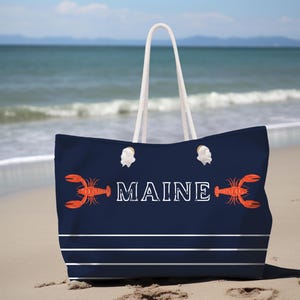 Nautische Tragetasche Maine Tragetasche Hummer Tragetasche Benutzerdefinierte Tragetasche für Strandtasche Weekender Tasche Benutzerdefinierte Einkaufstasche Sommertasche
