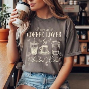 Camiseta de café, regalo para amantes del café, camiseta del club de café, camiseta del club social, camiseta divertida de café, camiseta del club social de café, regalo para amantes del café, vacaciones