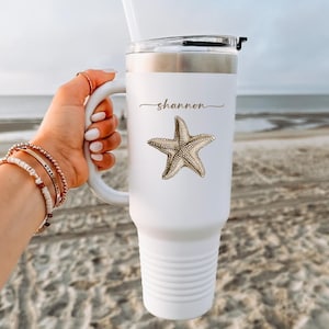 Custom Insulated Travel Mug 40oz Beach Tumbler Personalized Gift for Beach Tumbler with Handle Insulated Tumbler for Beach Travel Mug Custom