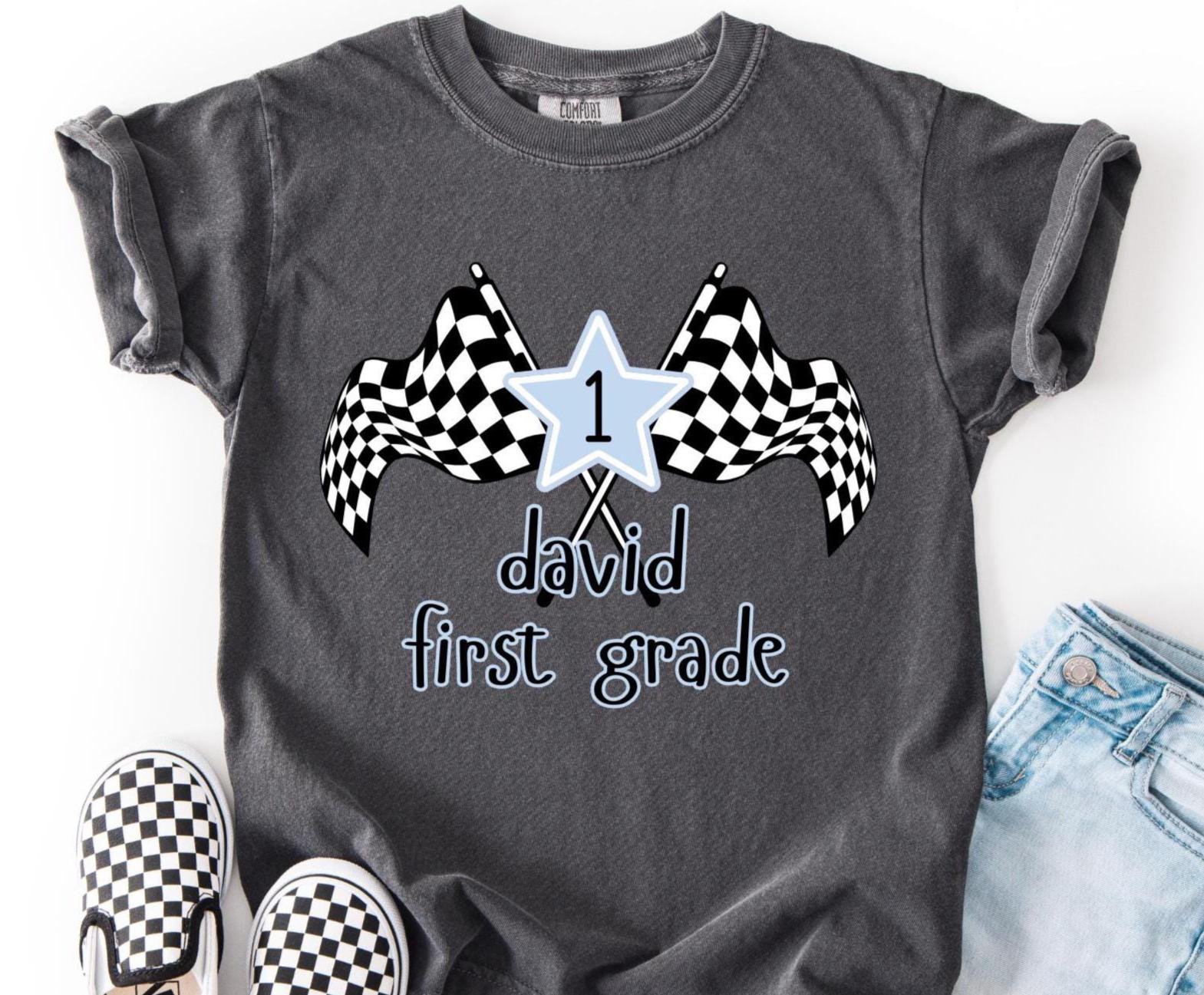 Checkered Shirt for Boys Back to School Shirt Grade Level Shirt for Boys Custom Back to School Shirt Comfort Colors Shirt Elementary Shirt