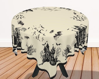 Spookhuis Halloween Tafelkleed Spookhuis Tafelkleed met Vleermuizen Halloween Decor voor Tafel Vierkante of Ronde Tafelkleed