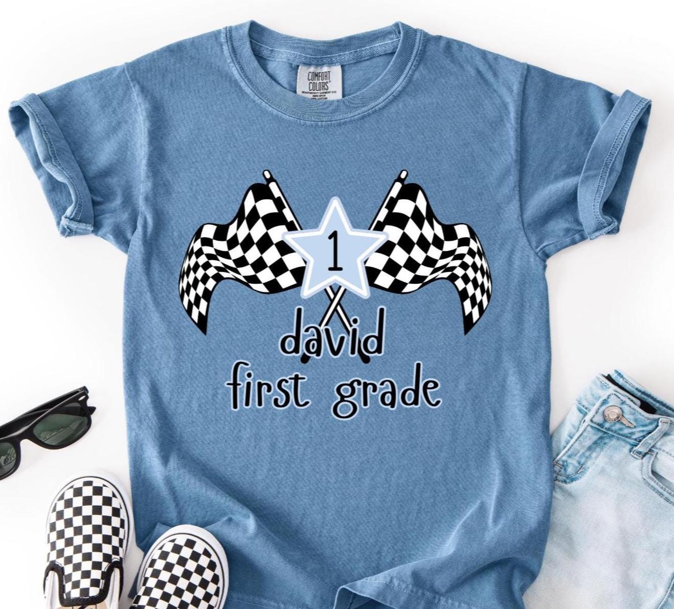 Checkered Shirt for Boys Back to School Shirt Grade Level Shirt for Boys Custom Back to School Shirt Comfort Colors Shirt Elementary Shirt