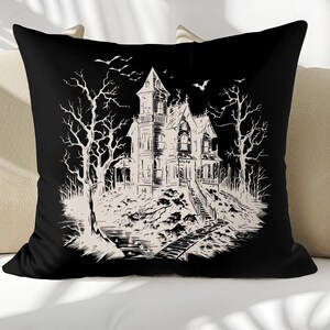 Halloween Pillow Halloween Home Decor Pillow Haunted Mansion Pillow Haunted House Pillow Spooky Throw Pillow Decorative Pillow Two Sided