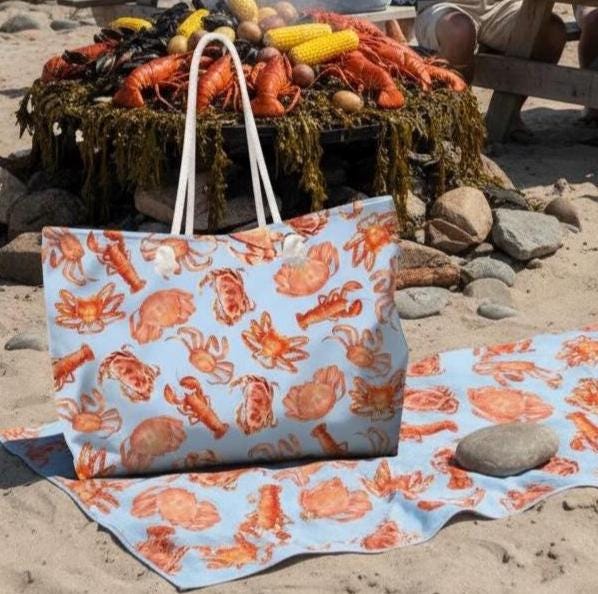 Crab Beach Towel Nautical Beach Towel Gift for Beach House 