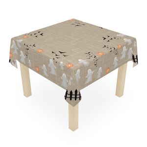 Halloween-Tischdecke mit Geistern und Fledermäusen, gruselige Tischdecke für Esszimmer und Küche, runde und quadratische Tischdecke für Halloween-Dekorationen Bild 9