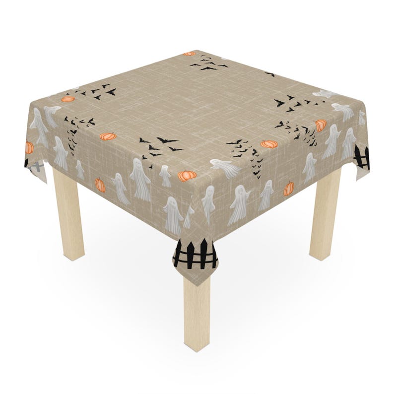 Halloween-Tischdecke mit Geistern und Fledermäusen, gruselige Tischdecke für Esszimmer und Küche, runde und quadratische Tischdecke für Halloween-Dekorationen Bild 9