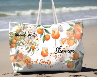 Aperol Spritz Einkaufstasche Individueller Name Geschenk Weekender Strand Pool Town Bachelorette Hochzeit Party Geschenke für Sie Personalisierter niedlicher Aperol Spritzer