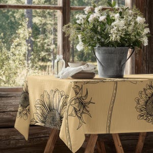Sunflower Tablecloth Sunflower Home Decor Fall Table Decor Autumn Tablecloth Housewarming Gift Dining Room Square Tablecloth Rectangle Table