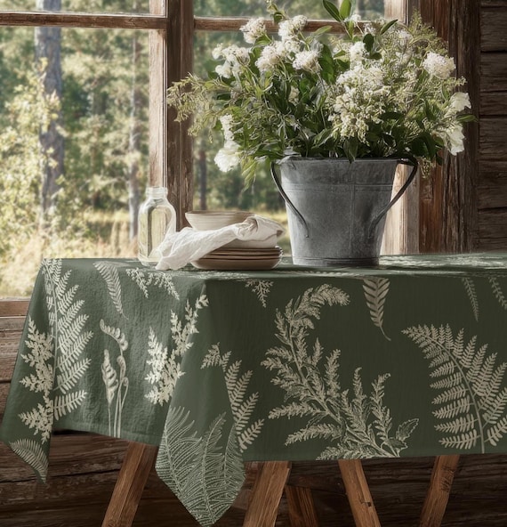 Individuelle Tischdecke Runde Tischdecke Ovale Tischdecke Weihnachtstischdecke Quadratische Tischdecke Herbst Tischdecke Stoff Tischdecke Farn Home Decor