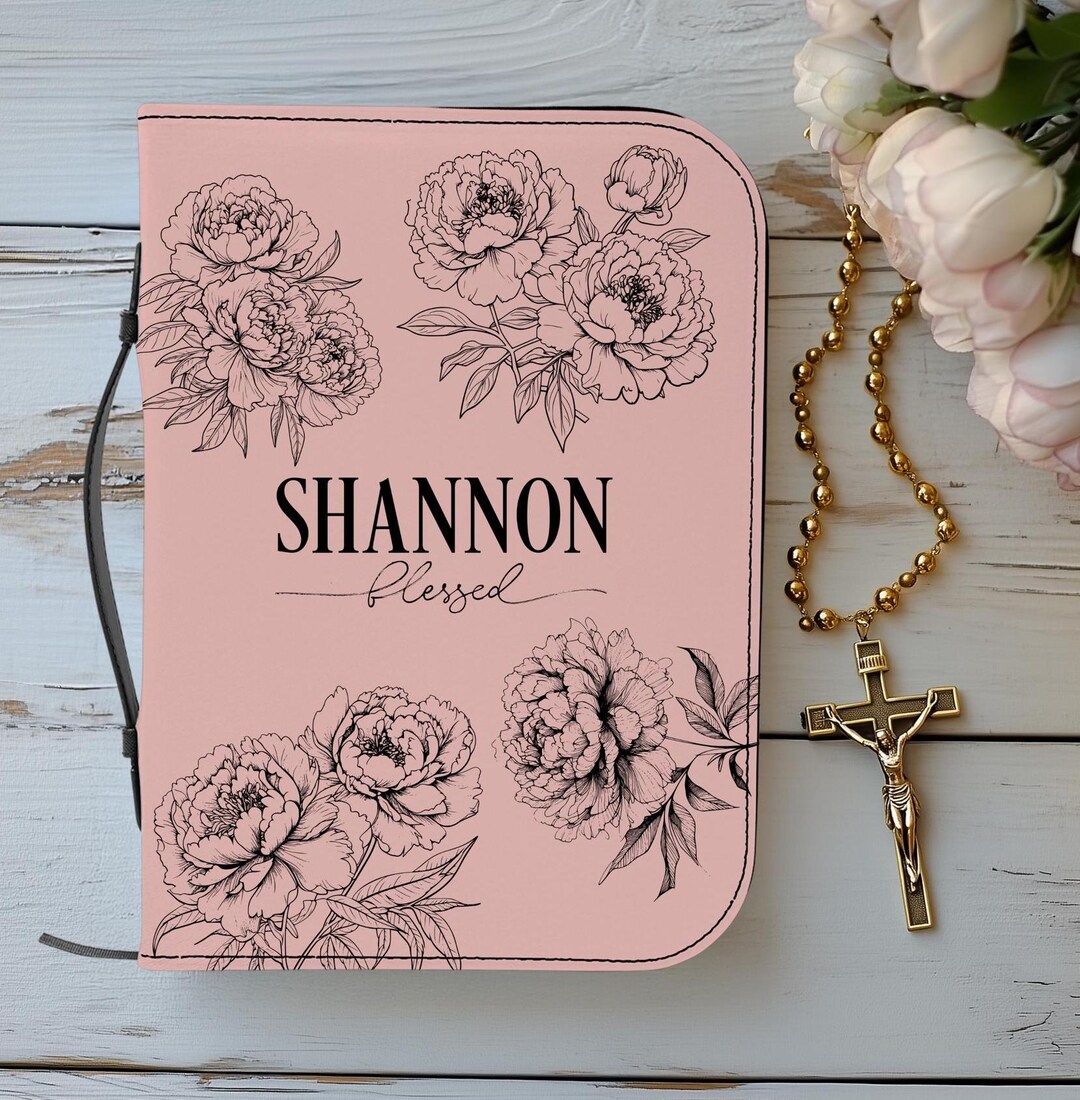 Personalized Pink Floral Leather Bible Cover Christian Gift for Women ...