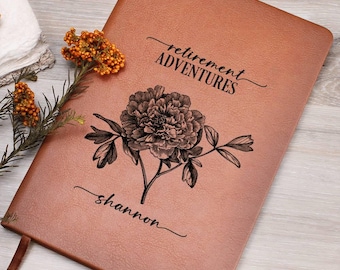 Regalo de jubilación personalizado para ella. Diario de cuero para una feliz jubilación. Regalo de jubilación personalizado. Regalo de jubilación para un compañero de trabajo, un amigo o un maestro. Regalo de jubilación para ella.
