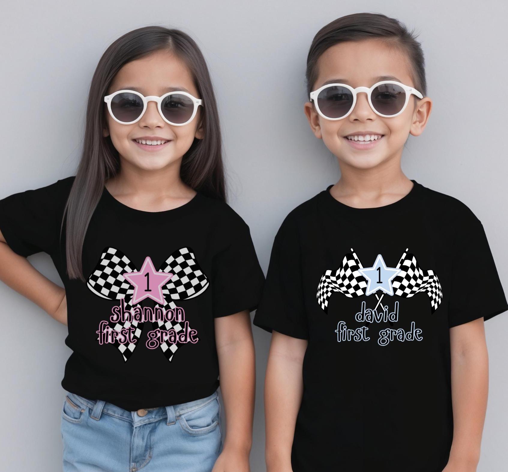 Checkered Shirt for Boys Back to School Shirt Grade Level Shirt for Boys Custom Back to School Shirt Comfort Colors Shirt Elementary Shirt