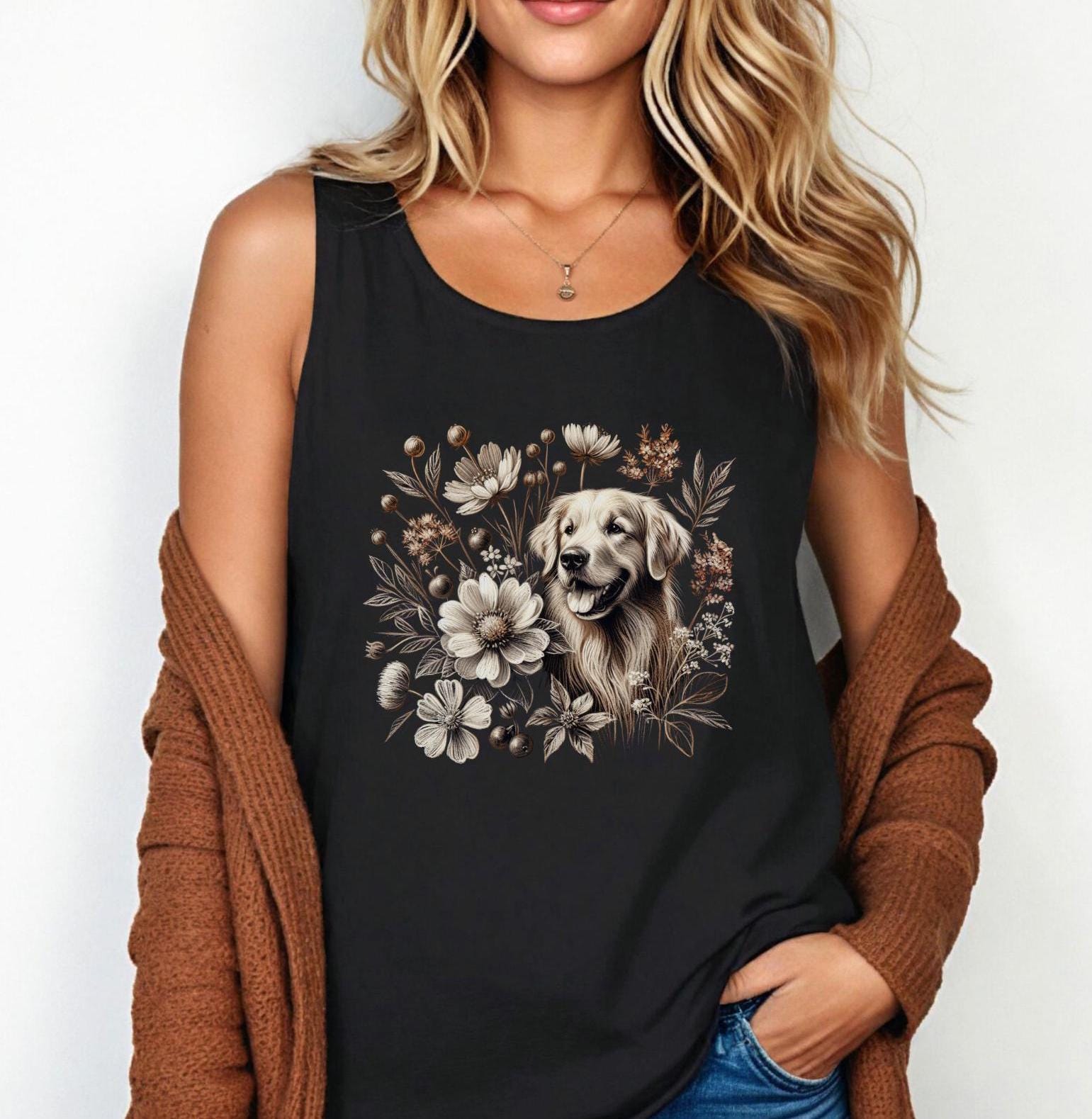 Golden retrievershirt Golden retrievercadeaus Comfort kleur tanktop aangepast hondenshirt hond moeder shirt hond moeder cadeau voor haar Vintage top voor haar