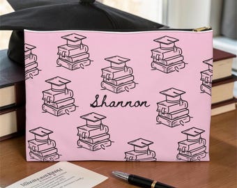 Custom Name Graduation Gift Accessory Pouch with Name Graduation Present for Graduate High School Graduation Gift for Graduation Pink Pouch