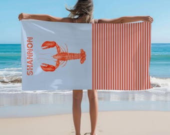 Personalized Beach Towel Custom Beach Towel Beach Towels Custom Towels Custom Towel Personalized Towels Custom Beach Towels Lobster Towel