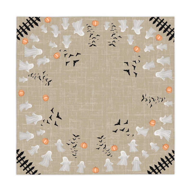 Halloween-Tischdecke mit Geistern und Fledermäusen, gruselige Tischdecke für Esszimmer und Küche, runde und quadratische Tischdecke für Halloween-Dekorationen Bild 10